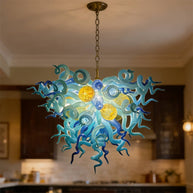 Hand made blown blue color foyer chandelier modern