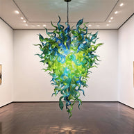 Green color hand made blown Glass Chandelier natural style lighting