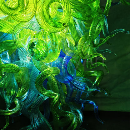 Green color hand made blown Glass Chandelier natural style lighting