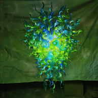 Green color hand made blown Glass Chandelier natural style lighting