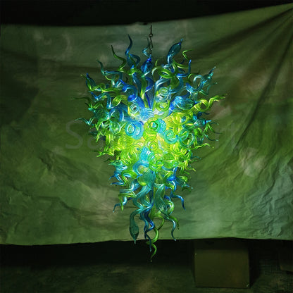 Green color hand made blown Glass Chandelier natural style lighting