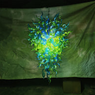 Green color hand made blown Glass Chandelier natural style lighting