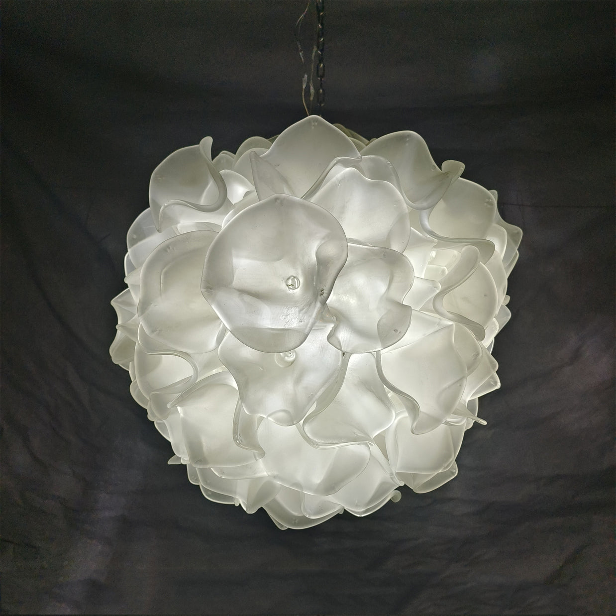 DIY hand blown glass frosting white floral chandelier hotel lighting decoration