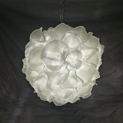 DIY hand blown glass frosting white floral chandelier hotel lighting decoration