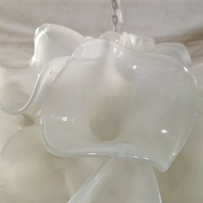 DIY hand blown glass frosting white floral chandelier hotel lighting decoration
