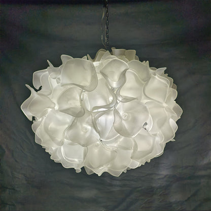DIY hand blown glass frosting white floral chandelier hotel lighting decoration