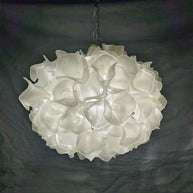 DIY hand blown glass frosting white floral chandelier hotel lighting decoration