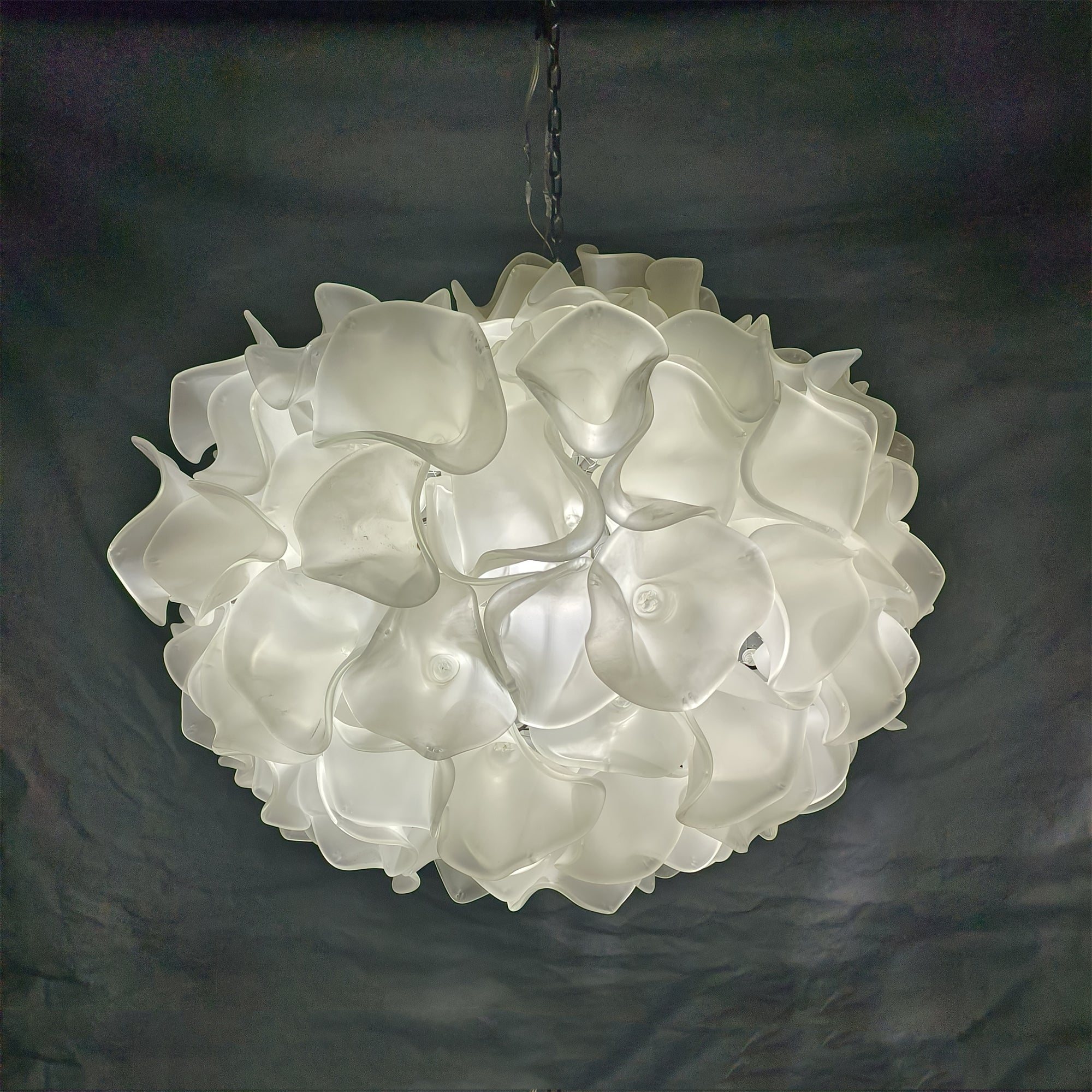 DIY hand blown glass frosting white floral chandelier hotel lighting decoration