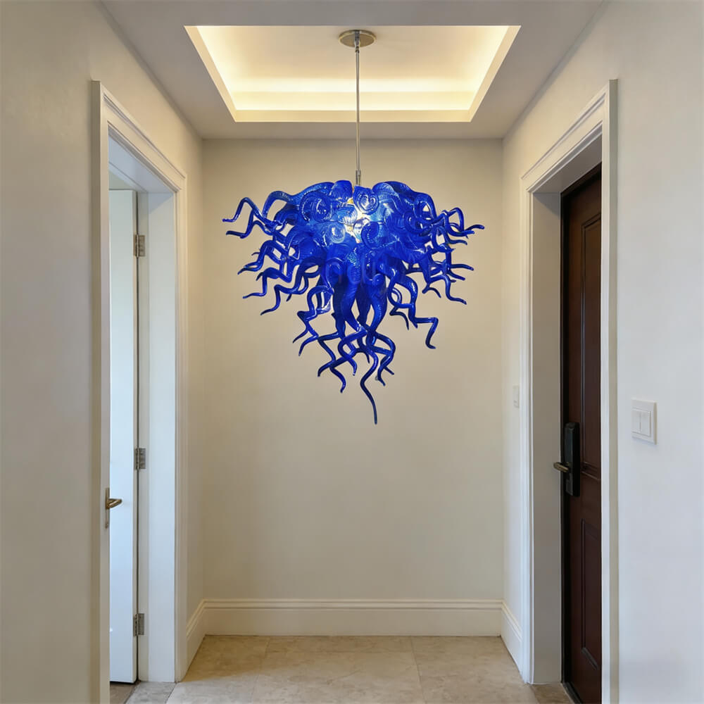 Dark blue color art blown glass LED Pendant Light dining room decoration