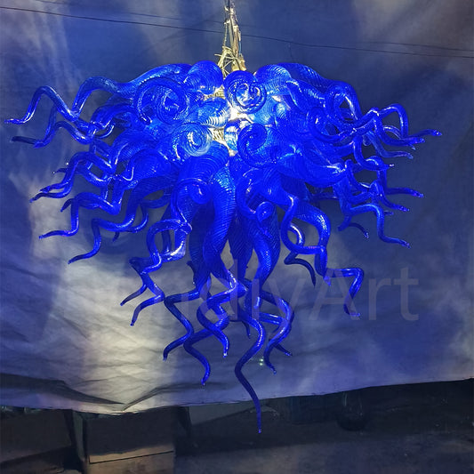 Dark blue color art blown glass LED Pendant Light dining room decoration