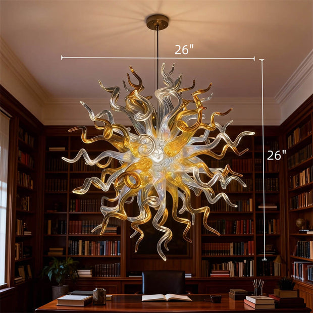 Gold and clear with rainbow color blown glass Luxury Ceiling Chandelier