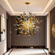 Gold and clear with rainbow color blown glass Luxury Ceiling Chandelier
