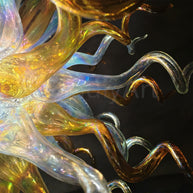 Gold and clear with rainbow color blown glass Luxury Ceiling Chandelier