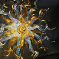 Gold and clear with rainbow color blown glass Luxury Ceiling Chandelier