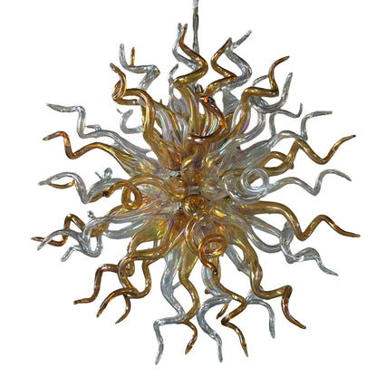 Gold and clear with rainbow color blown glass Luxury Ceiling Chandelier