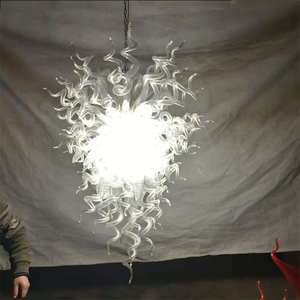 Handmade DIY clear Hand Blown Glass Chandelier entrance decoration