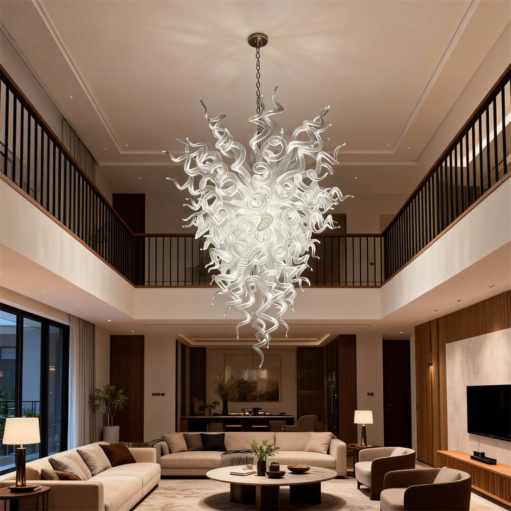 Handmade DIY clear Hand Blown Glass Chandelier entrance decoration