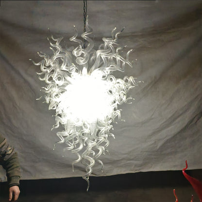 Handmade DIY clear Hand Blown Glass Chandelier entrance decoration