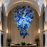 Ocean blue color hand blown glass luxury chandelier custom design