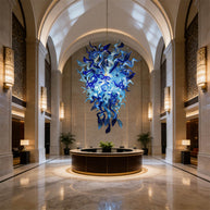 Ocean blue color hand blown glass luxury chandelier custom design