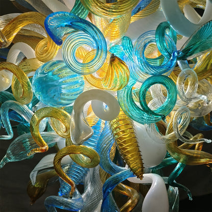 Villa staircase decoration art blown glass Modern LED Chandelier