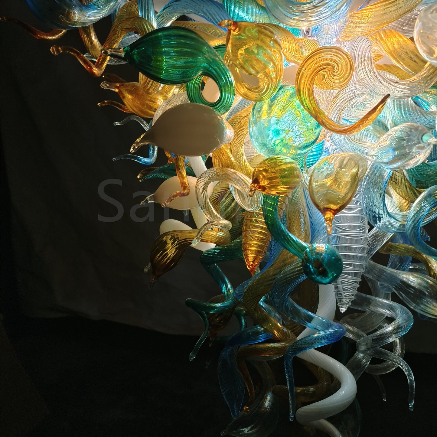 Villa staircase decoration art blown glass Modern LED Chandelier