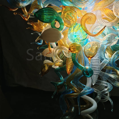 Villa staircase decoration art blown glass Modern LED Chandelier