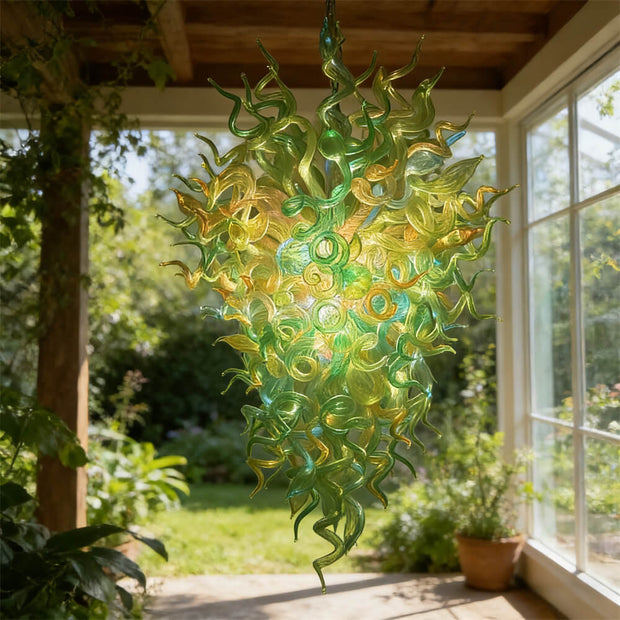 Custom glass chandelier green color for villa hotel decoration