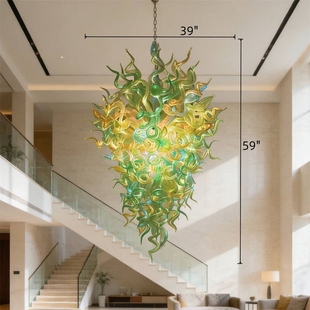 Custom glass chandelier green color for villa hotel decoration