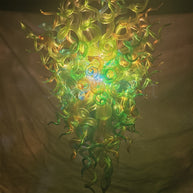 Natural shape and color glass chandelier green color for villa hotel decoration