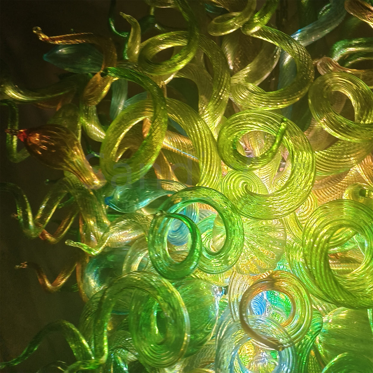 Natural shape and color glass chandelier green color for villa hotel decoration