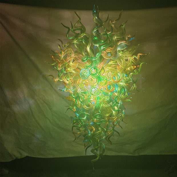 Natural shape and color glass chandelier green color for villa hotel decoration