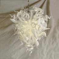 Hand made blown contemporary blown glass chandelier white color for dining room