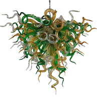 Green and amber color hand made blown glass ceiling light