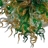 Green and amber color hand made blown glass ceiling light