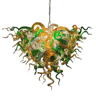 Green and amber color hand made blown glass ceiling light