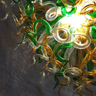 Green and amber color hand made blown glass ceiling light