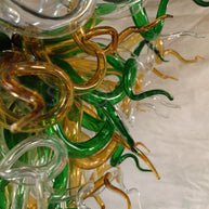 Green and amber color hand made blown glass ceiling light