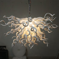 Fashion design dining room lighting decoration egg white blown glass chandelier