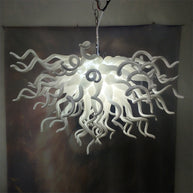 Fashion design dining room lighting decoration egg white blown glass chandelier