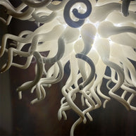 Fashion design dining room lighting decoration egg white blown glass chandelier