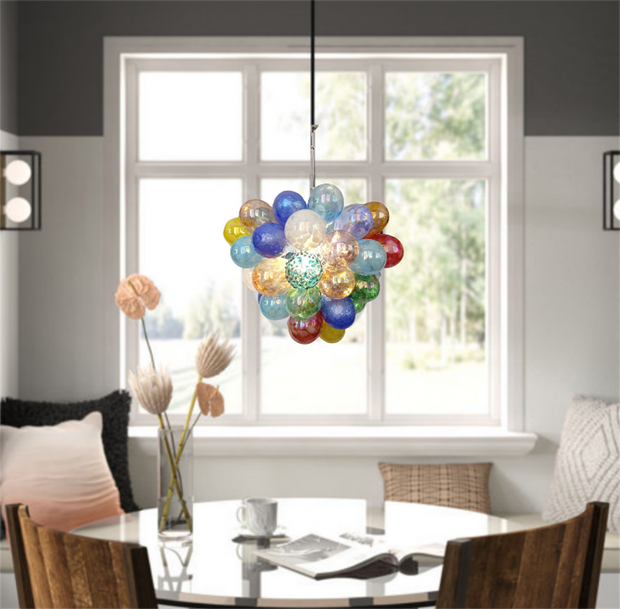 Hand made blown glass bubble chandelier colorful dining room lighting decoration