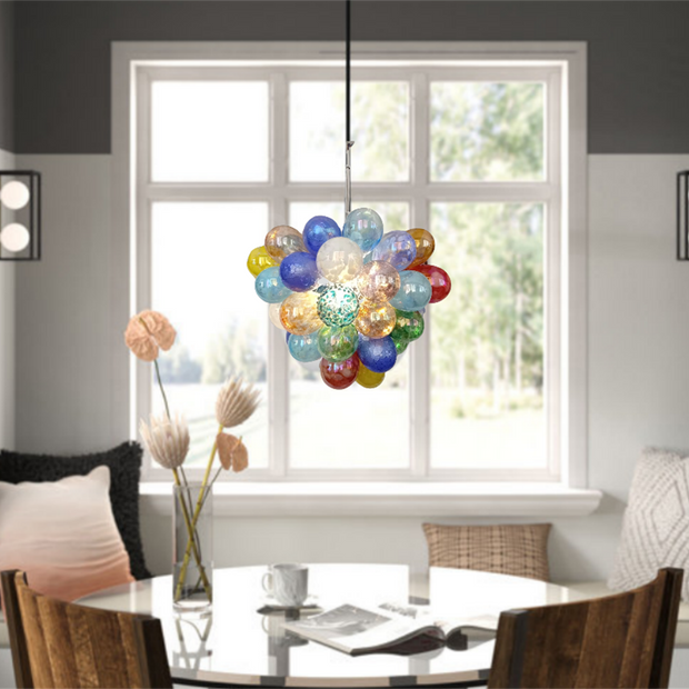 Hand made blown glass bubble chandelier colorful dining room lighting decoration