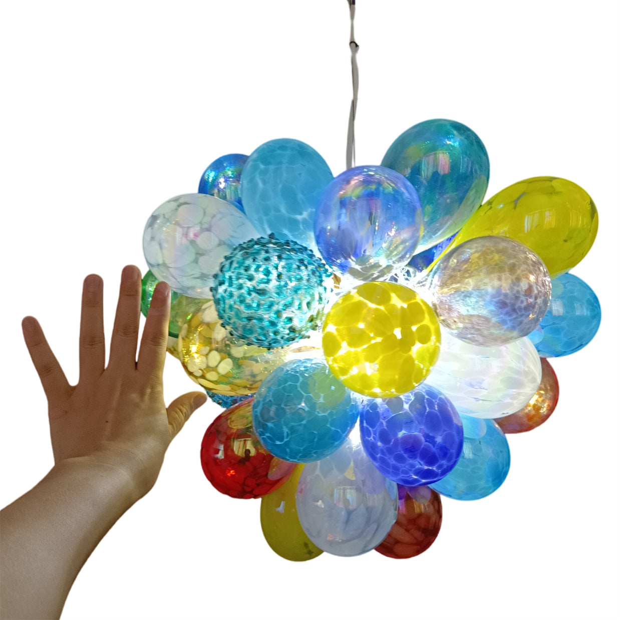 Hand made blown glass bubble chandelier colorful dining room lighting decoration