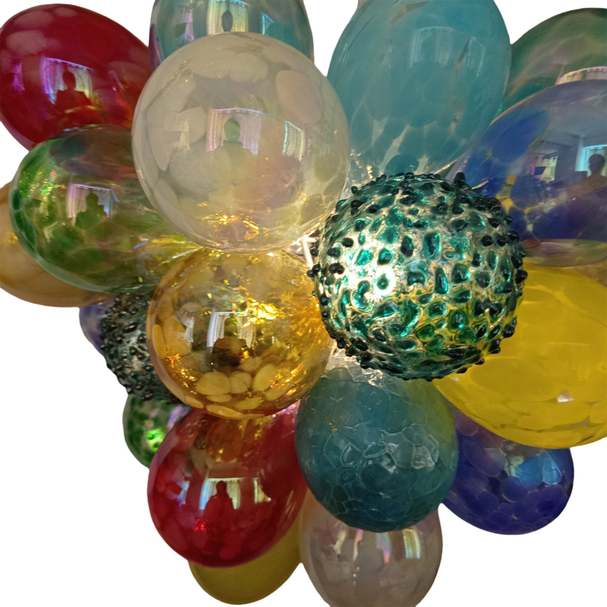 Hand made blown glass bubble chandelier colorful dining room lighting decoration