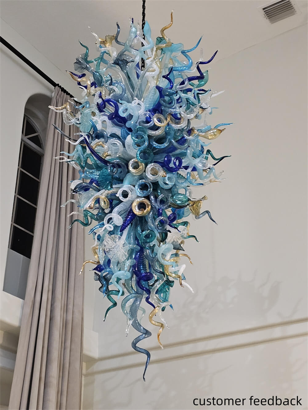 Big blown glass chandelier project for hotel villa decoration custom design