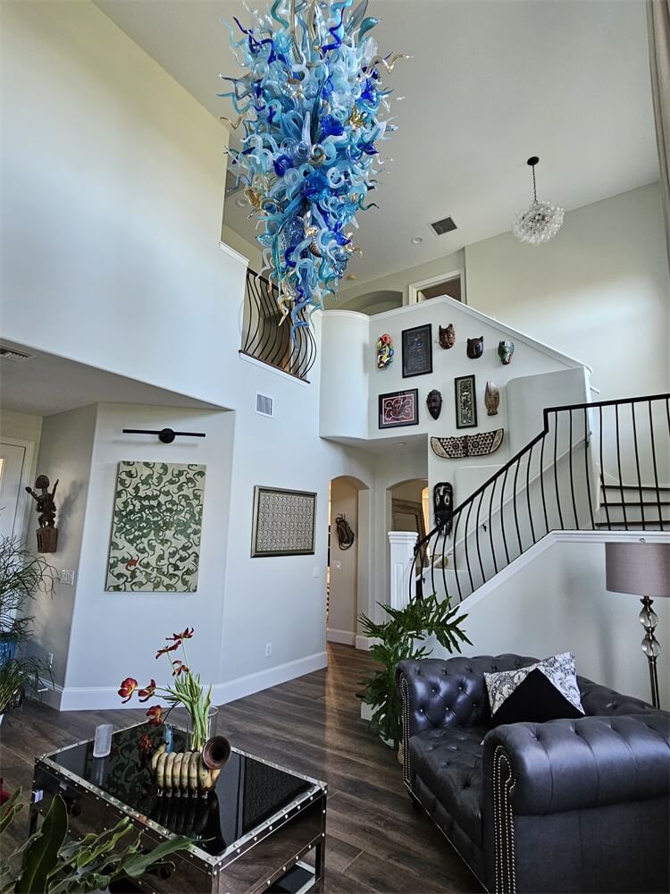 Big blown glass chandelier project for hotel villa decoration custom design