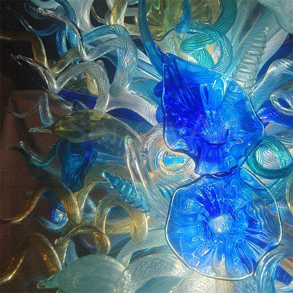 Big blown glass chandelier project for hotel villa decoration custom design