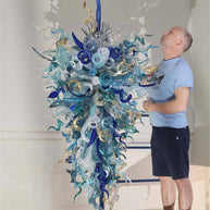Big blown glass chandelier project for hotel villa decoration custom design