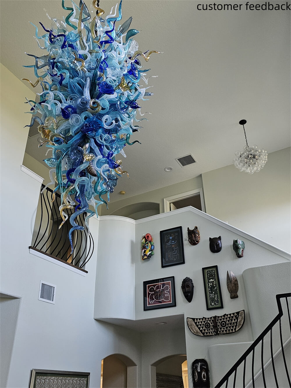 Big blown glass chandelier project for hotel villa decoration custom design
